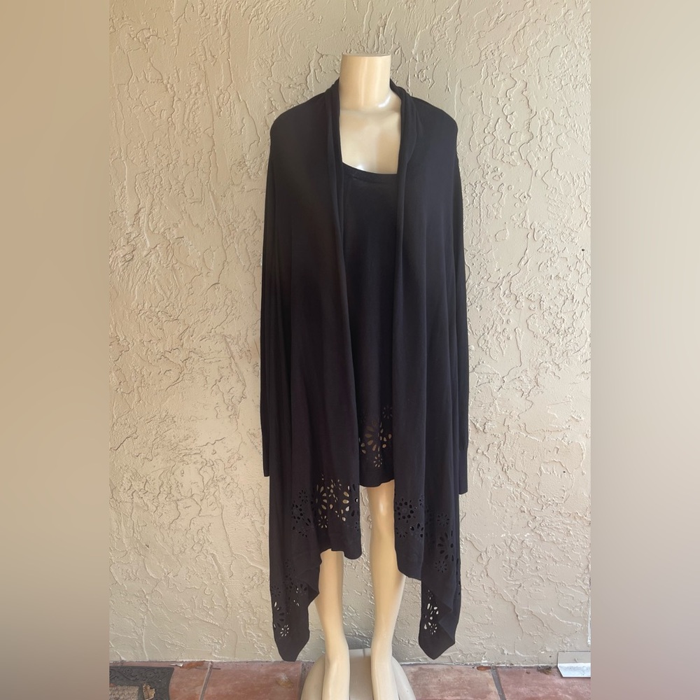 ESCADA Sport black tank & long open cardigan TWIN SET size M&L  viscose blend